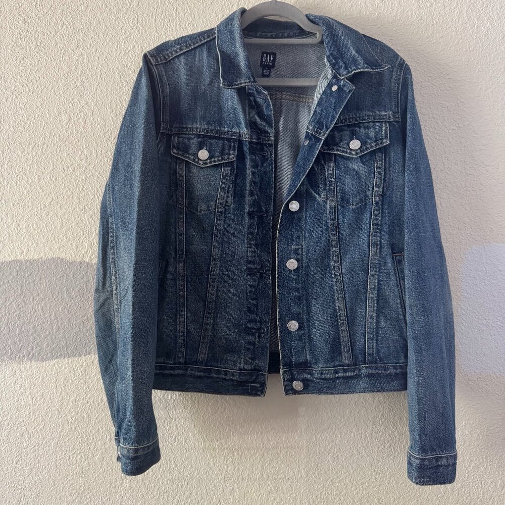 Gap Denim Jacket Blue Medium Icon Saddle Blue Women